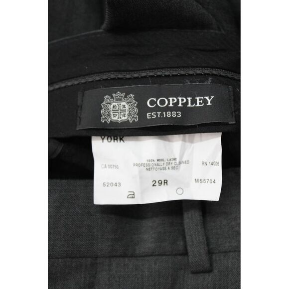 Coppley Mens Zipper Fly Pleated Straight Leg Dress Pants Gray Wool Size 29 - Picture 5 of 5